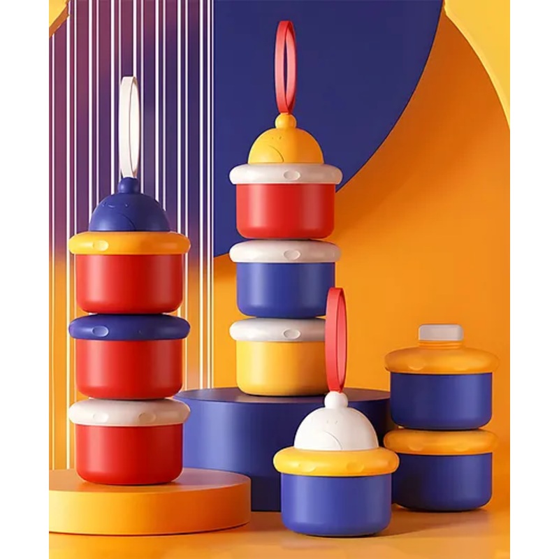 Cozy Vibes Baby Milk Powder Box Independent Layer Milk Powder Compartment Convenient Three-Layer Milk Powder Storage Box – Pack of 1 – Color May Vary