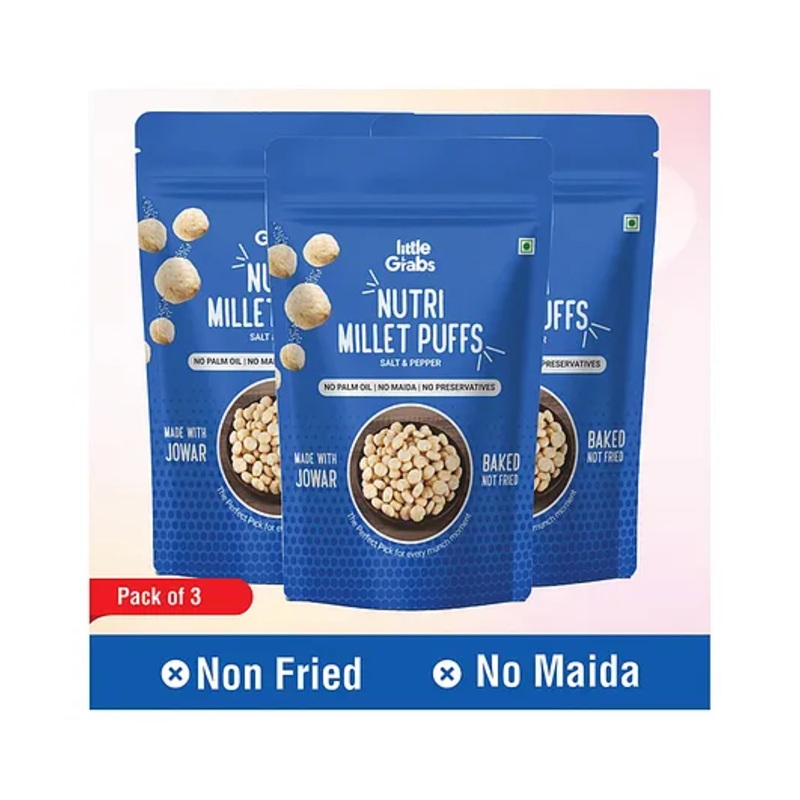 Little Grabs Baked Jowar Puffs Salt & Pepper 100 g – Pack of 3