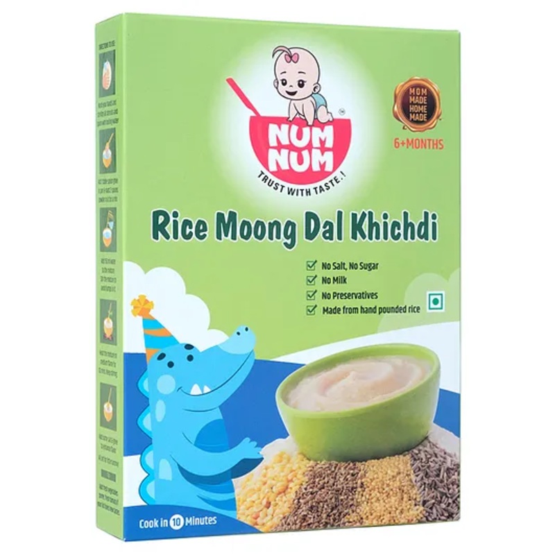 NumNum Organic Rice & Moong Dal Porridge for Babies 6M-3Y, Healthy Weight Gain Cereal, No Preservatives, 200g