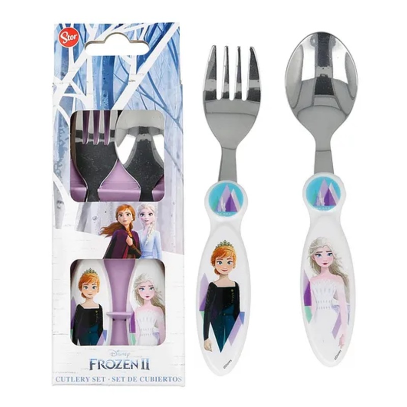 Paper Moon Cartoon Stainless Steel Cutlery Set of Spoon and Fork for Kids, 1set – Print May Vary