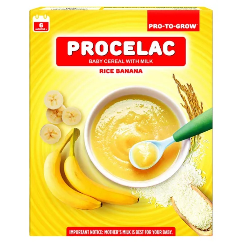 Pro To Grow Procelac Fortified Baby Cereal 300g | Enriched with Rice, Banana & Milk with No Added Artificial Additives | Packed with 9 Essential Vitamins | Ideal for 6 to 24 Months Baby