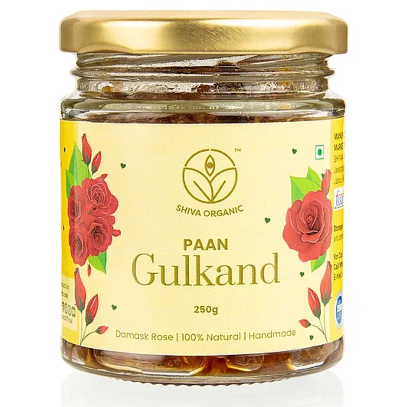 SHIVA ORGANIC Gulkand With Paan Prepared with desi damask gulab petals, paan extract,desi mishri, fennal seed – 250 g
