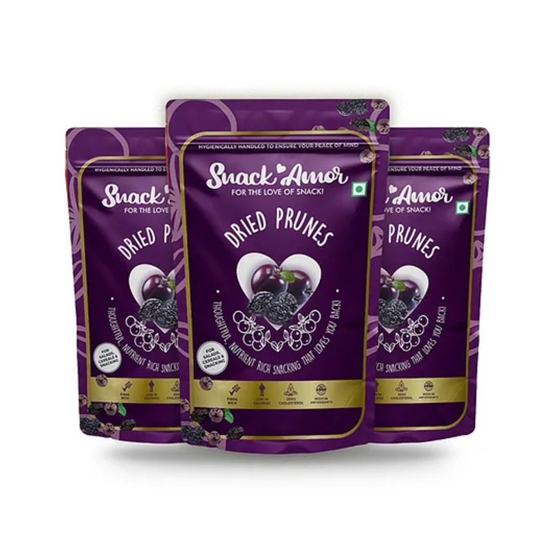 SnackAmor Premium International Dried Prunes Pack of 3 – 200 g