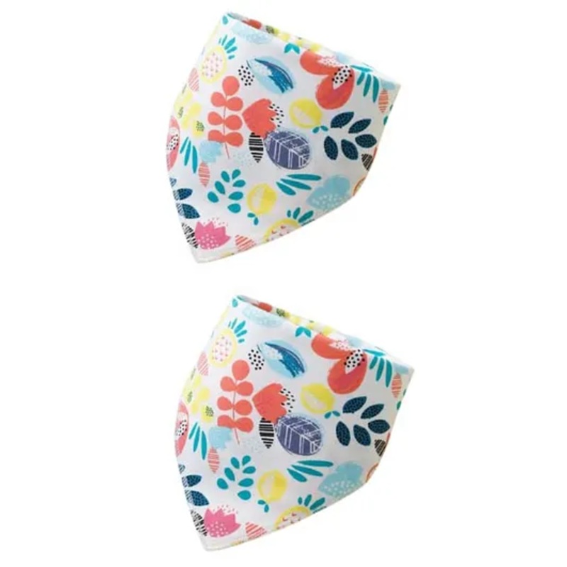 SYGA Triangular Cotton Bibs Adjustable Closure for Infant Toddler Floral Print Pack Of 2 – Multicolor