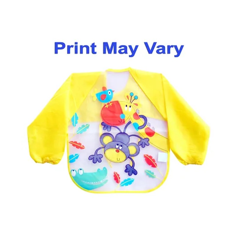 The Little Lookers Waterproof Printed Sleeved Bib – Yellow (Print May Vary)