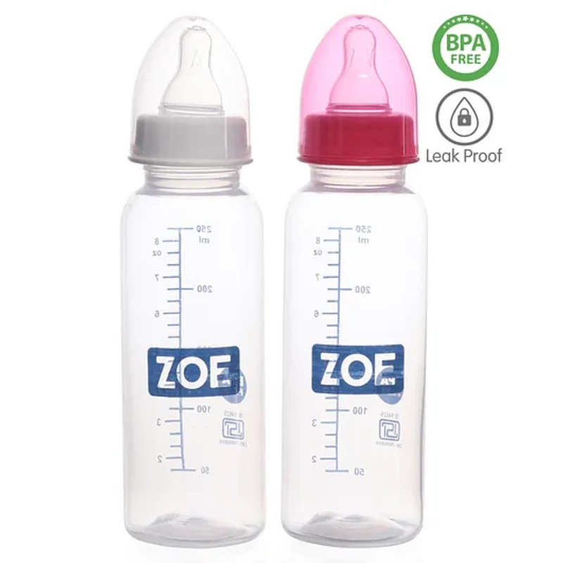 Zoe PP Feeding Bottle Pack Of 2 Pink And White – 250 ml