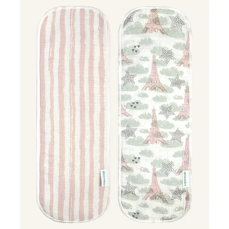 Abracadabra Muslin Burp Pad Set of 2 Eiffel Tower Print – Blue Pink