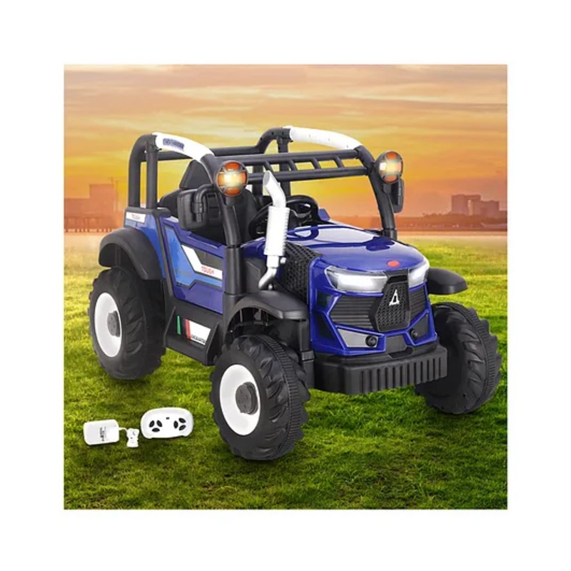 Baby Excavatoer Rechargeable Battery Operated Ride On Tractor With Music Lights & Remote Control- Blue