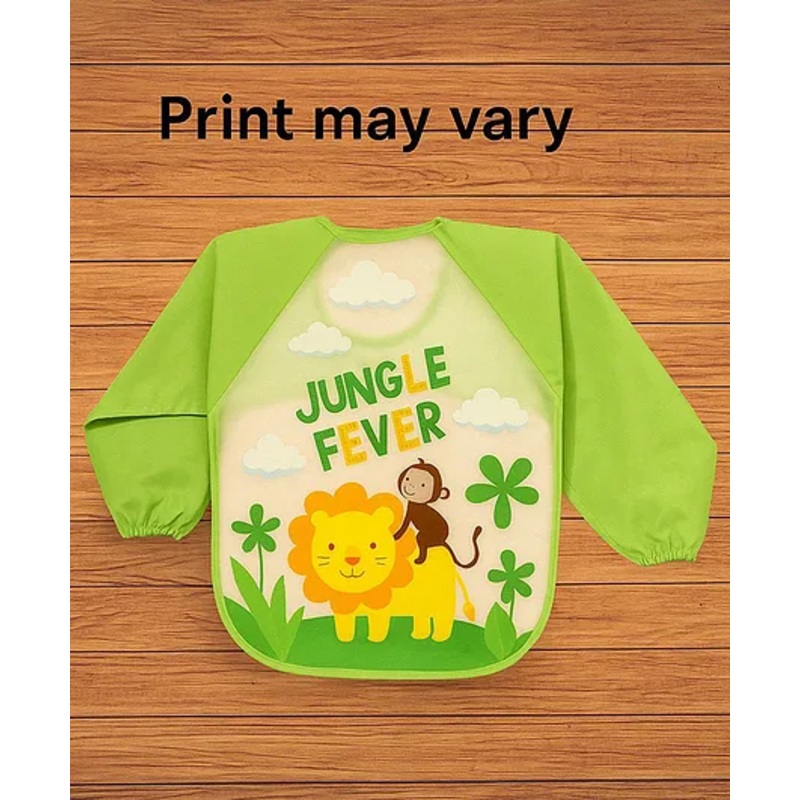 Badal Kidz Long Sleeve Bibs, Waterproof Baby Bibs, Toddler Sleeved Bib, Baby Smock for Eating Feeding, 6-24 Months, Jungle theme  -Green