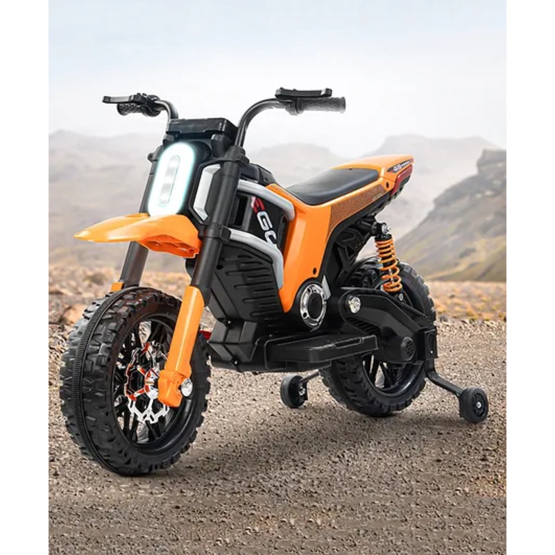 Baybee Motocross Electric Bike for Kids, Ride on Toys Kid’s Bikes with LED Light & Music | Rechargeable Baby Bike | Battery Operated Bike for Kids (Orange)