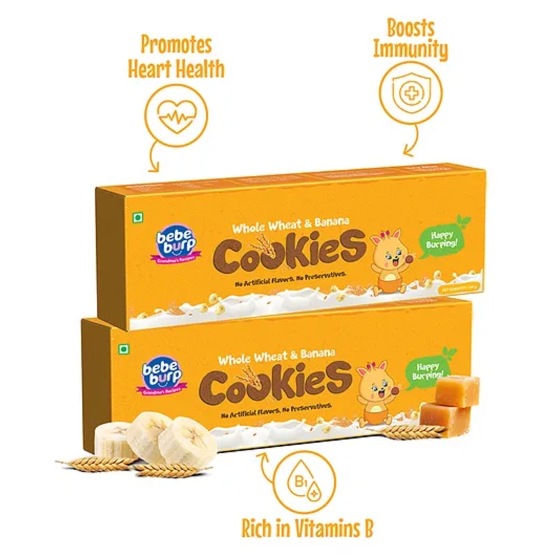 Bebe Burp Organic Baby Food Whole Wheat Cookies – Pack Of 2
