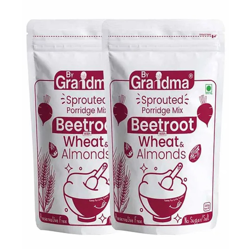 ByGrandma Organic Beetroot Sprouted Grains Baby Food – Healthy No Additives – 6M+, 560g Pack of 2