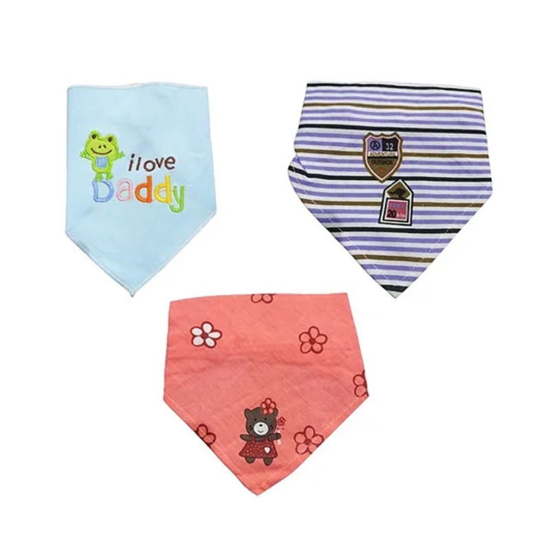 Chinmay Kids Reusable Baby Bibs Two Layered Cute Prints Edges Assorted Color Pack of 2 – Sky Blue-Blue-Pink