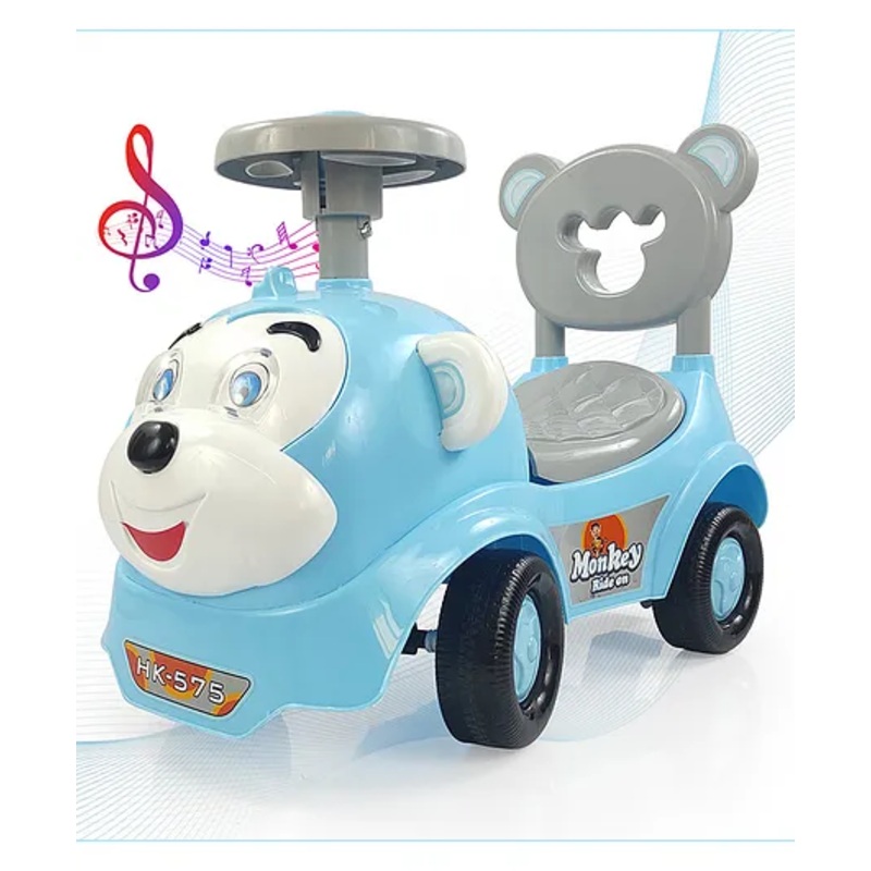 Dash Monkey Ride On with Horn &High Backrest Support Under Storage Basket-Blue