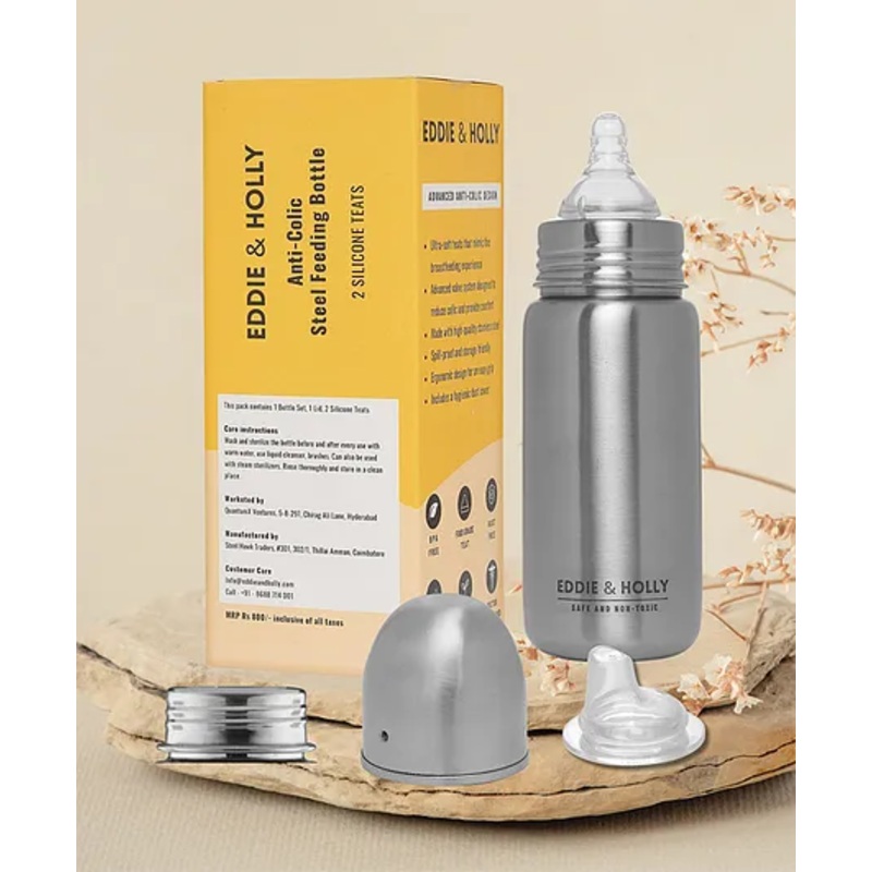 Eddie & Holly 3 in 1 Baby Steel Feeding Bottles – 300 ml