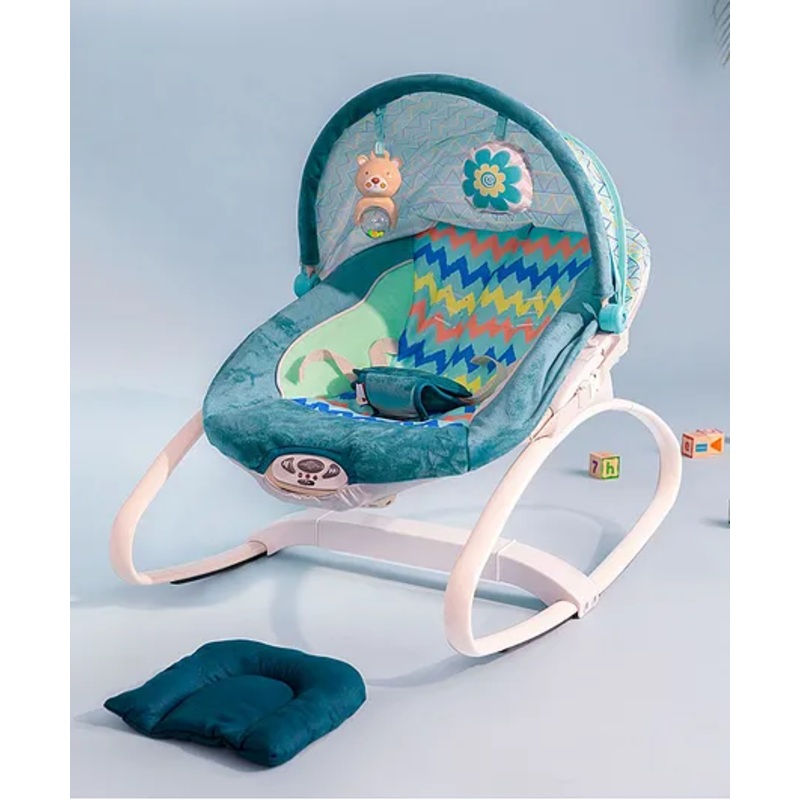INFANTSO Baby Rocker with Soothing Vibrations 9 Melodies & Toy Bar – Green