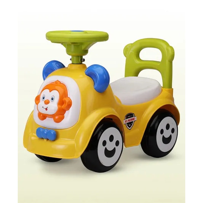LuvLap Sunny Ride-On Car for Kids with Music & Horn Steering, Push Car with Backrest, Safety Guard, Under-Seat Storage, Big Wheels, for 1 to 3 Years Up to 25kg  Yellow