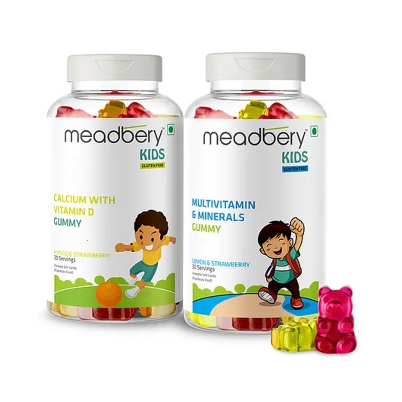 Meadbery Multivitamin & Calcium Gummy Bears Combo Set – 60 Pieces