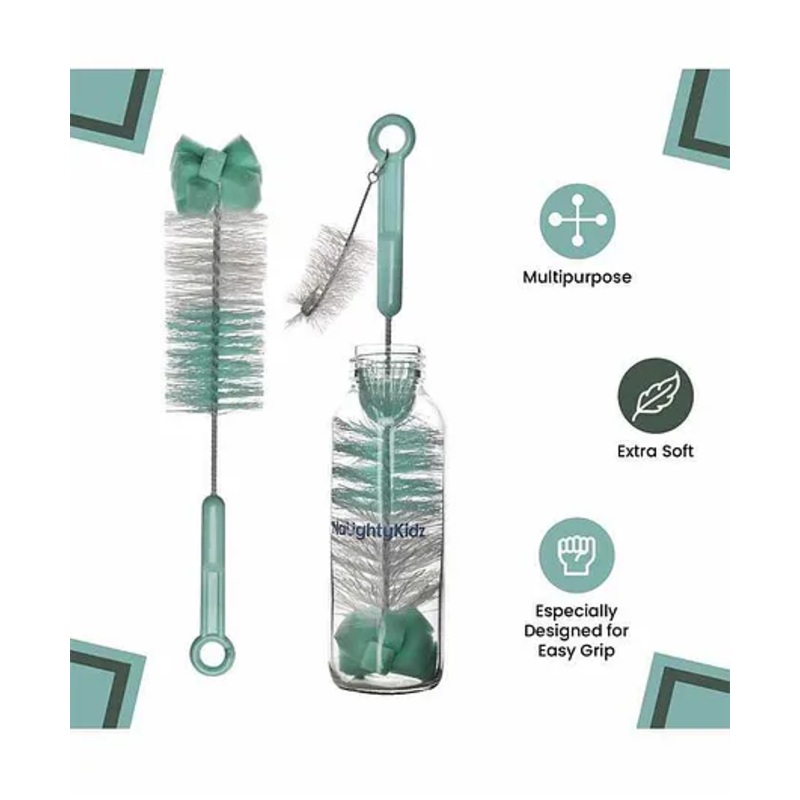 Naughty Kidz Bottle and Nipple Cleaning Sponge Brush Pack of 2 – Green