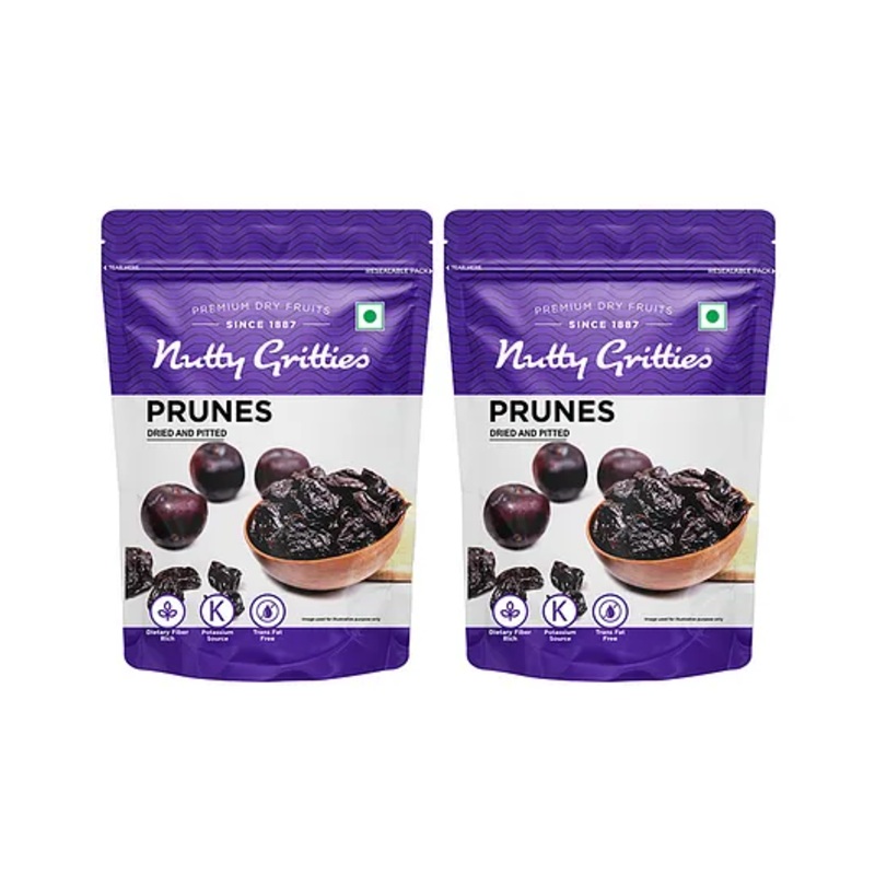 Nutty Gritties California Pitted Prunes, Dried Fruit Plums – 400g (2 Pack of 200g each)