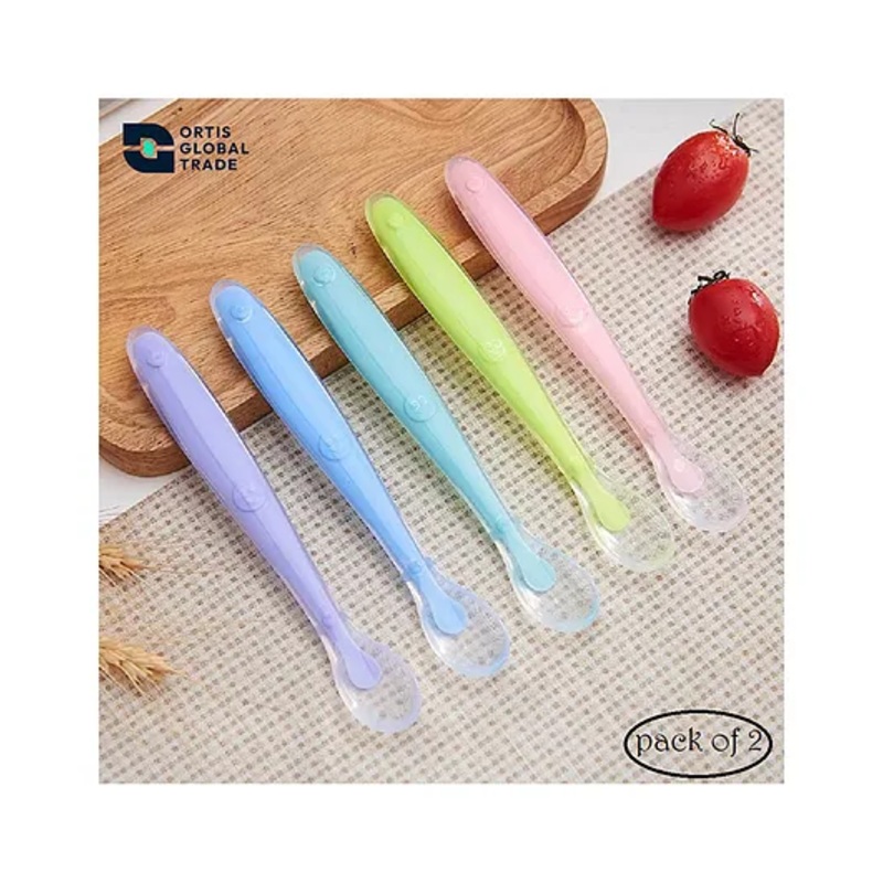 Ortis Soft Tip SiliconeGel Spoon -Pack of 2-Color May Vary