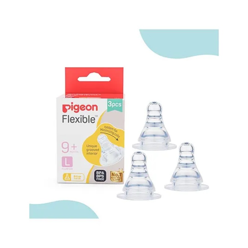 Pigeon Peristaltic Large Size Nipple Pack of 3 – White