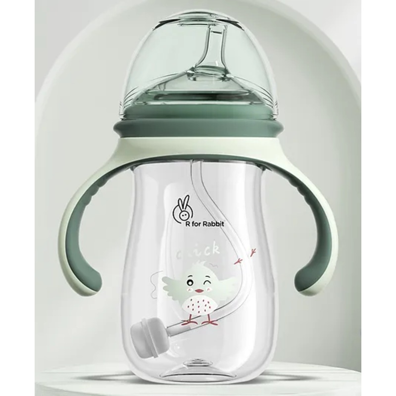 R for Rabbit Tritan Tweet 240 ml Baby Spout Cup for Kids | Twin Handle Non Toxic BPA Free Soft Silicone Spout Sipper Bottle | Leak Proof Drinking Sippy Cup for 6+ Month Infant Baby Boy & Girl (Green)