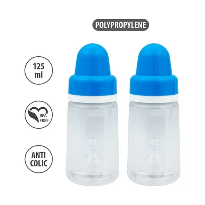 Small Wonder Cherish Polypropylene Feeding Bottle Pack of 2 Blue – 125 ml