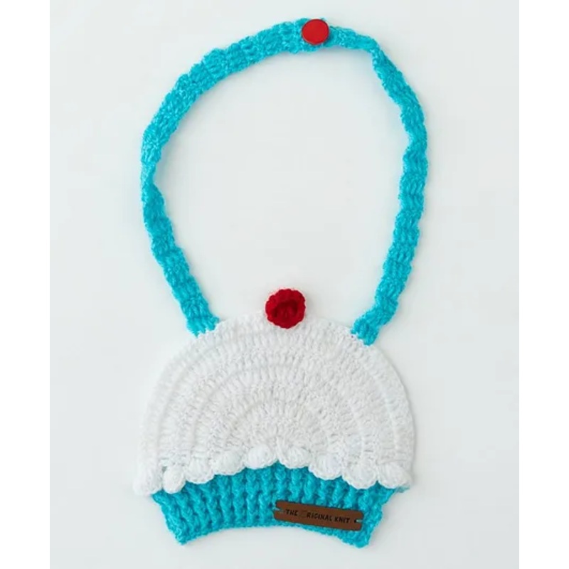 The Original Knit Ice Cream Design Bib – White & Blue