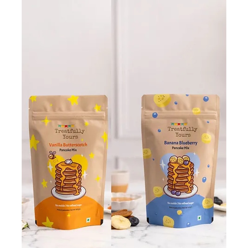 Treatfully Yours  Vanilla Butterscotch & Banana Blueberry Pancake Pre-mix – 160 g Each