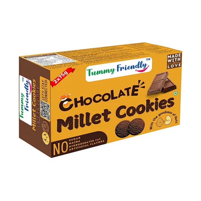 Tummy Friendly Foods Millet Cookies – Chocolate – Pack of 2 – 75g each. Healthy Ragi Biscuits, snacks for Baby, Kids & Adults