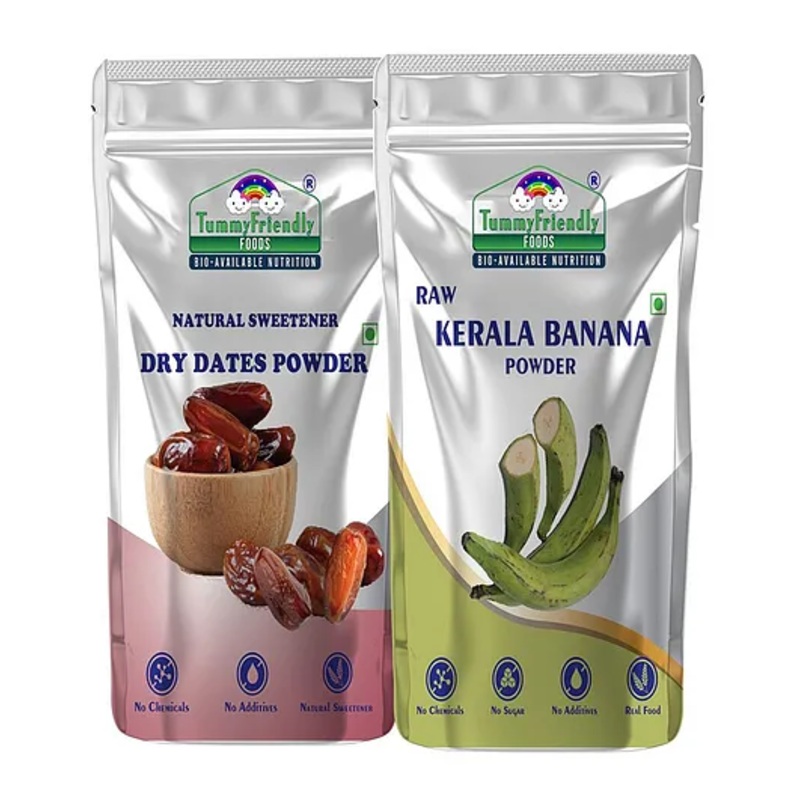 TummyFriendly Foods Dry Dates Powder and Raw Kerala Banana Powder Cereal (200 g, Pack of 2)
