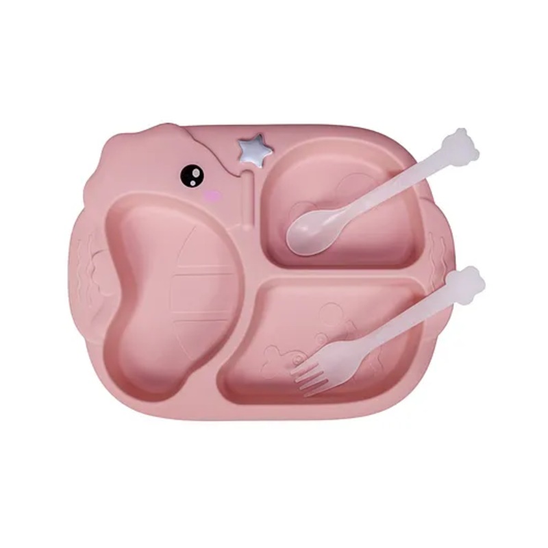 Adore Sea Horse – Plastic feeding plate with Spoon & Fork -Pink