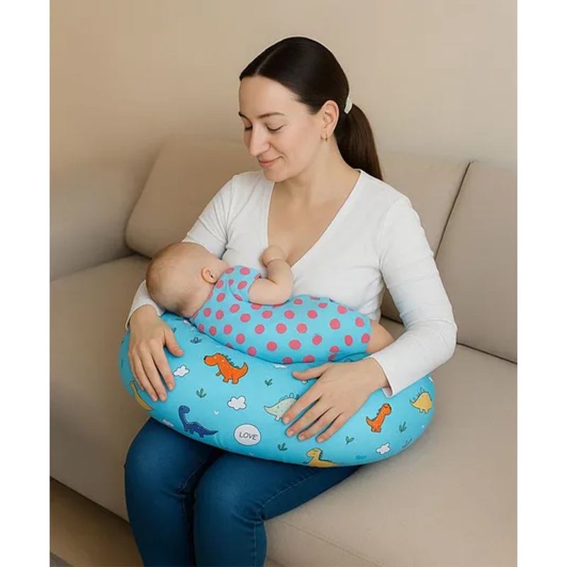 Babyhug Feeding Pillow Dino Print – Sea Green