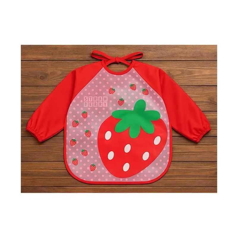 Badal Kidz Long Sleeve Bibs, Waterproof Baby Bibs, Toddler Sleeved Bib, Baby Smock for Eating Feeding, 0-24 Months -Red