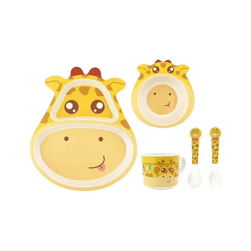 Bamboo Fiber Cartoon Shape Giraffe Design Dinner Set Of 5 Pieces – Yellow