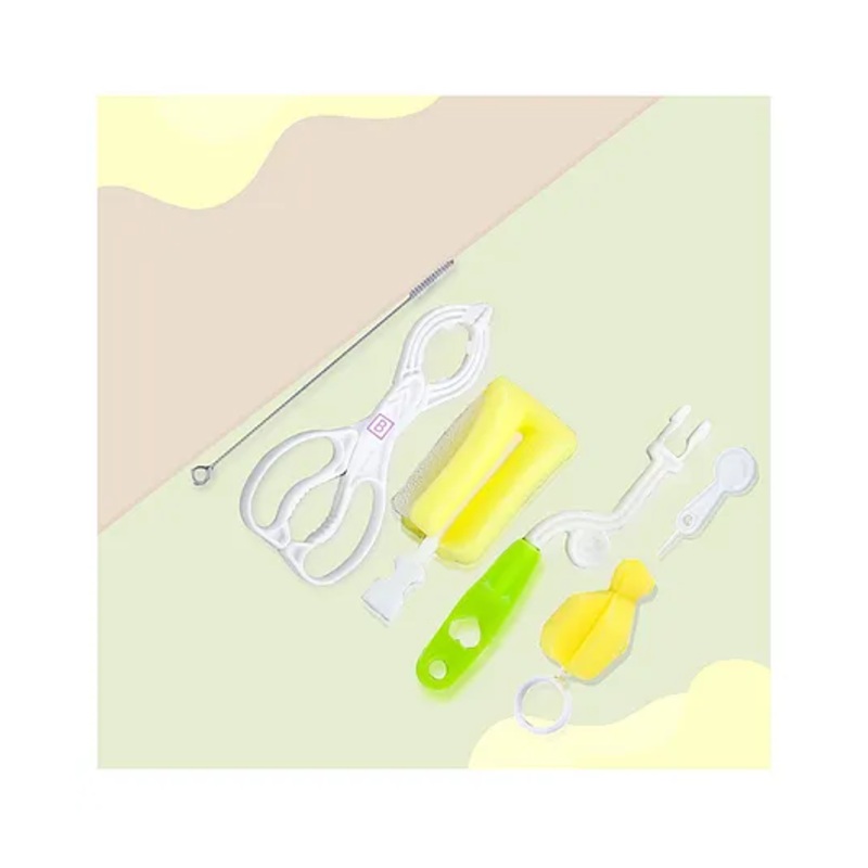Bembika Baby Bottle Brush Baby Feeding Bottle Cleaner Brush 5 Piece – Yellow