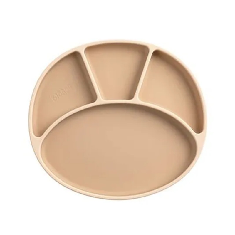 BiBaDo Silicone Suction Plate for Baby, Divider Plate for Self Baby Feeding – Brown