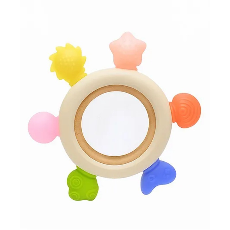 Chinmay Kids Silicone & Wood Teether for 3+ Months Baby | BPA-Free Teething Toy for Infants