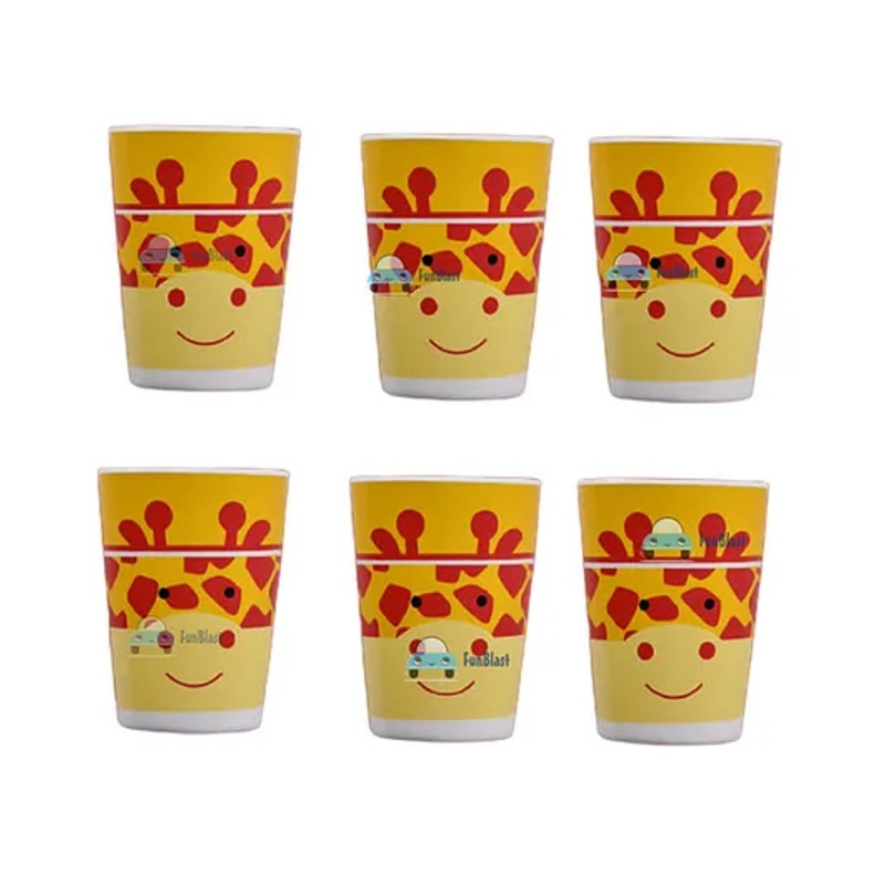 FunBlast Bamboo Fiber Glasses Giraffe Design Pack of 6 Multicolour – 380 ml Each