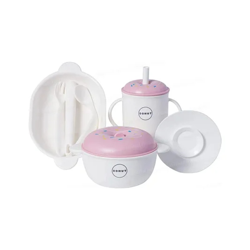 FunBlast Donut Theme Tableware Set for Toddlers – Pink