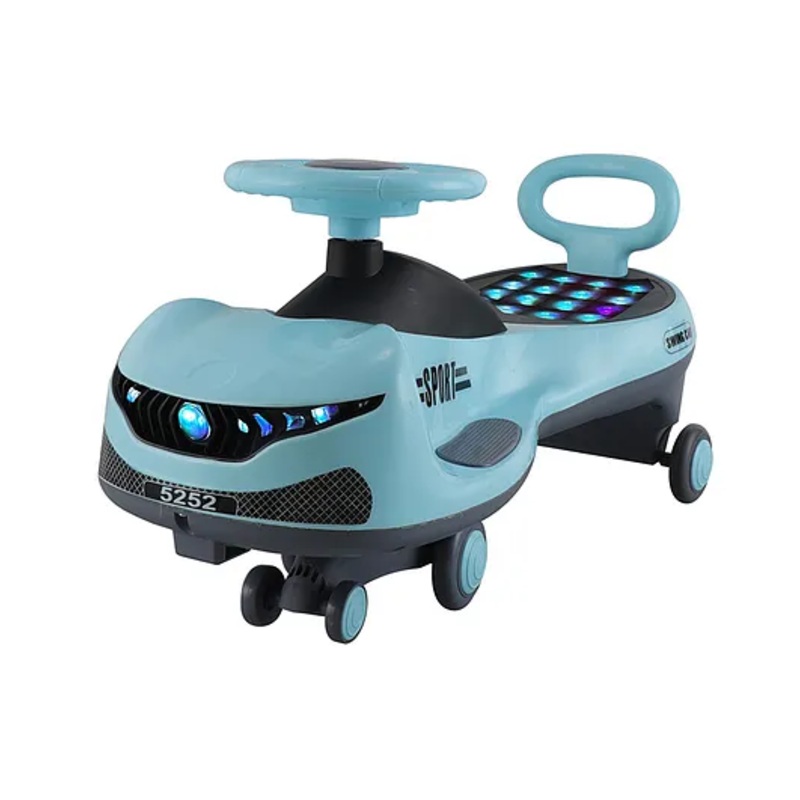JoyRide SPORTS DLX Light-Up Magic Car Easy Glide Ride-On Toy for Kids  LED Lights, Music & 360 Swivel Wheels Push Swing Car for Indoor Outdoor Fun – Light Blue