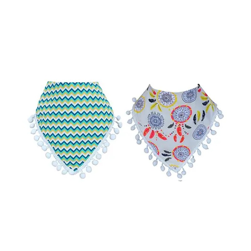 Kassy Pop Bandana Bibs Animal Print Pack of 2 – Green Blue