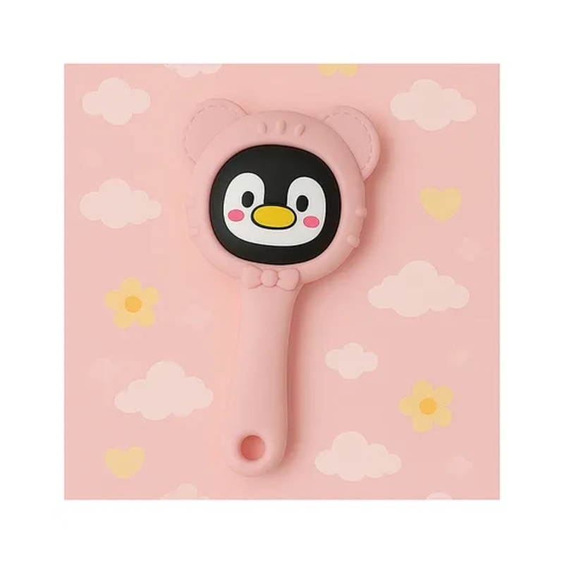 KIDS BASIC Cute Animal Rattle Teether for Babies,Soft Silicone, BPA-Free –  Pink