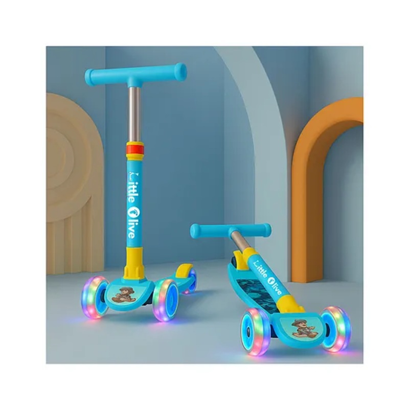 Little Olive Tikes 4 Level Height Adjustable Scooter with LED Lights – Blue