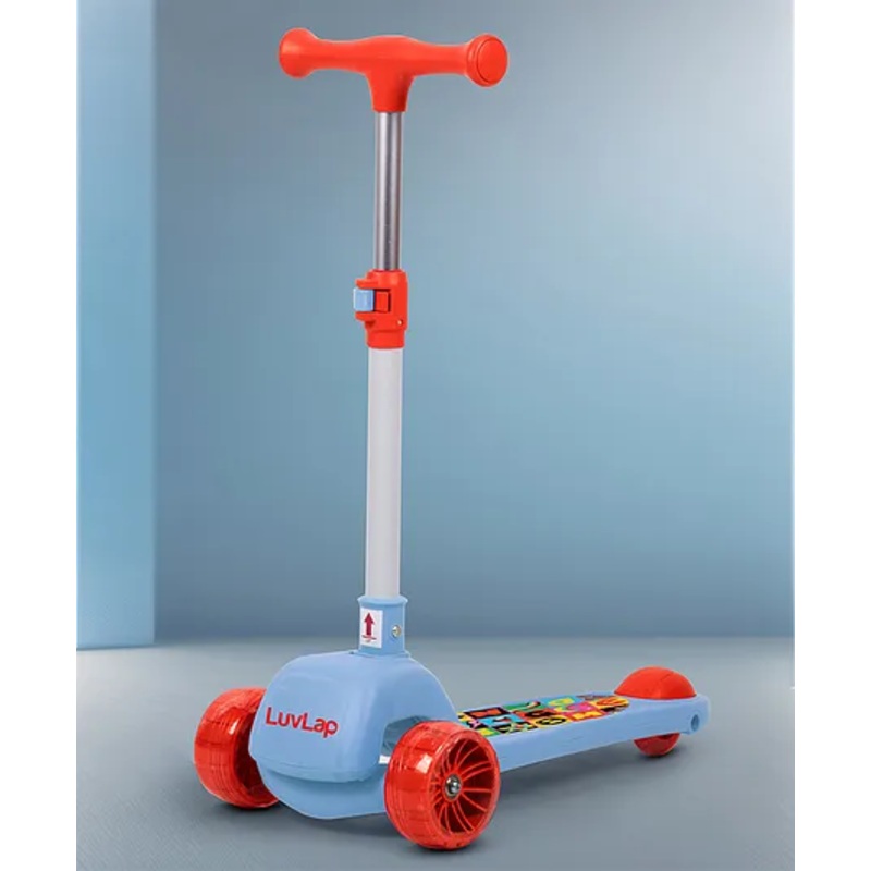 LuvLap Elegant Toddler 3-Wheel Kick Scooter with LED Lights, Stable Wide Deck, Adjustable Height & Easy-Grip Handlebars, Outdoor Fun Gear for Kids 3-10 Years  Blue & Red