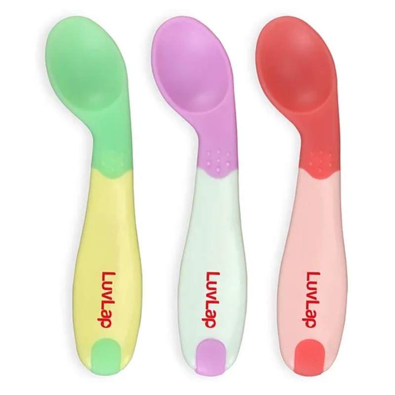 LuvLap Heat Sensing Baby Spoon Set of 3, BPA Free, Food Grade Silicone Tip, Self-Feeding Utensils for Baby Weaning, 3 Months+, Multicolor