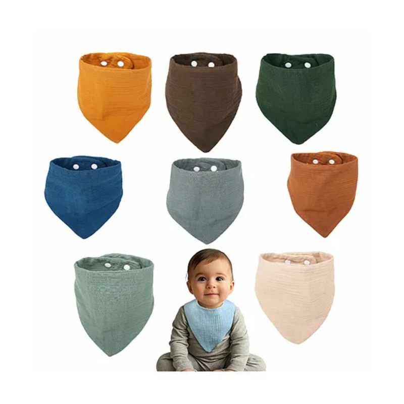 Motherly Bib for Baby 0 to 6 Month Soft Muslin Baby Apron, Adjustable & Absorbent Bibs for Newborns to 12 Months Boys and girl (Multicolor, Pack of 8)