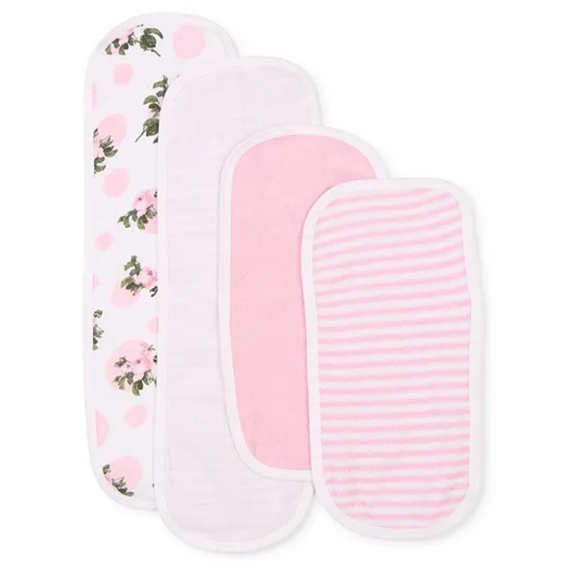 My Milestones Burpy Set With Stripes & Floral Print Pack of 4 – Light Pink & Pink