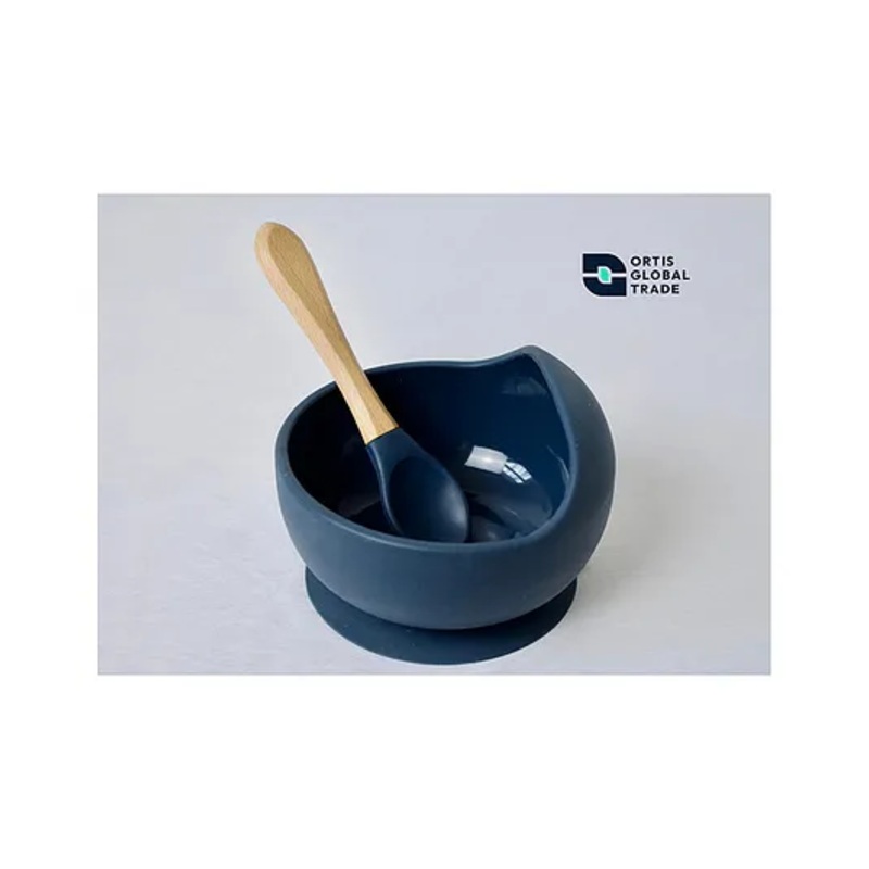 Ortis Silicone Small Suction Bowl Set with Spoon 2 Pc Feeding Set – Blue